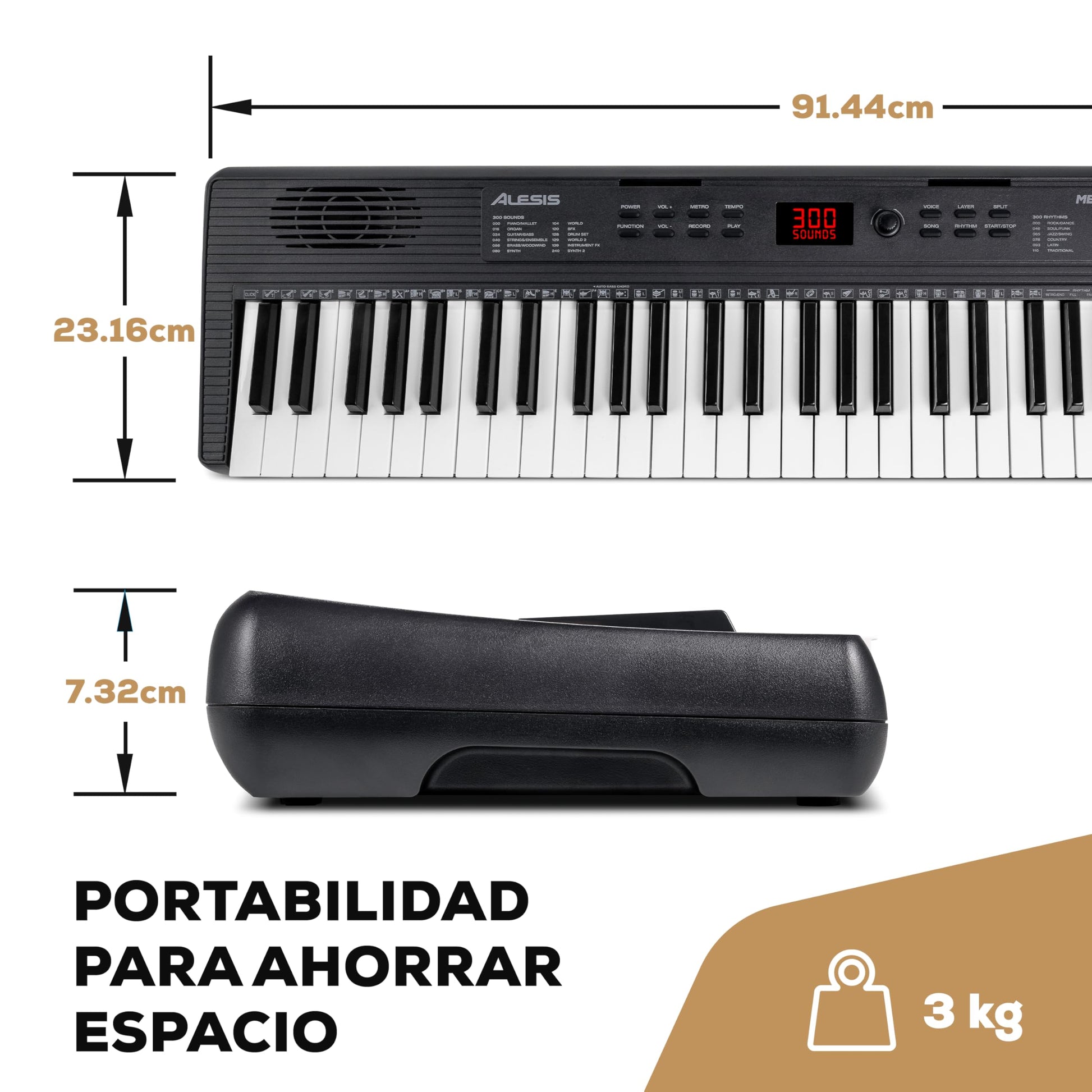 Alesis Melody 61 MK4 Teclado Piano Eléctrico para Principiantes con 61 Teclas, Altavoces, Soporte, Banqueta, Auriculares, 300 Sonidos y Lecciones de Música