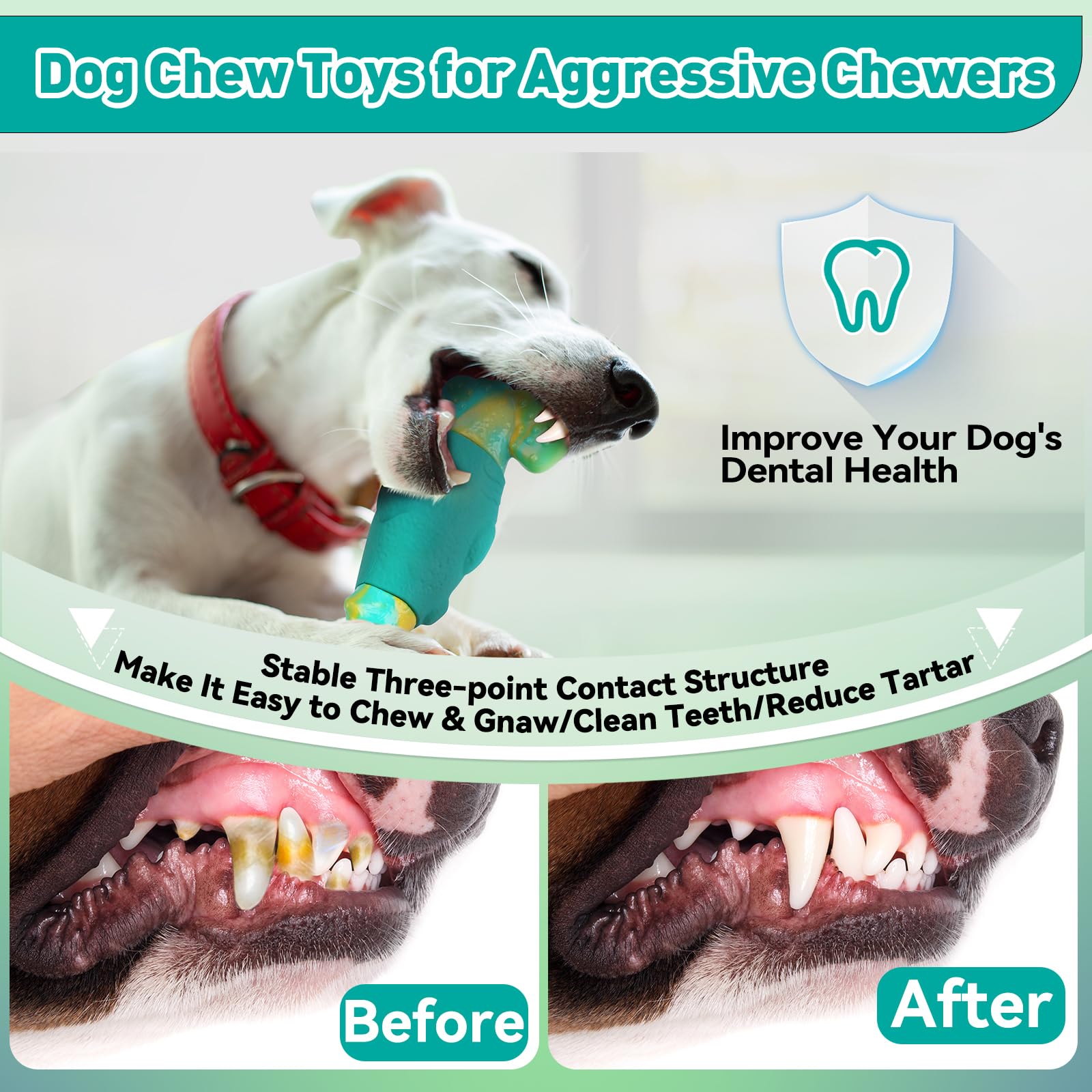 BIKIISEN - Juguetes para perros para masticadores agresivos, juguetes interactivos para masticar perros grandes, juguetes indestructibles para mantenerlos ocupados, juguetes para perros chirriantes,