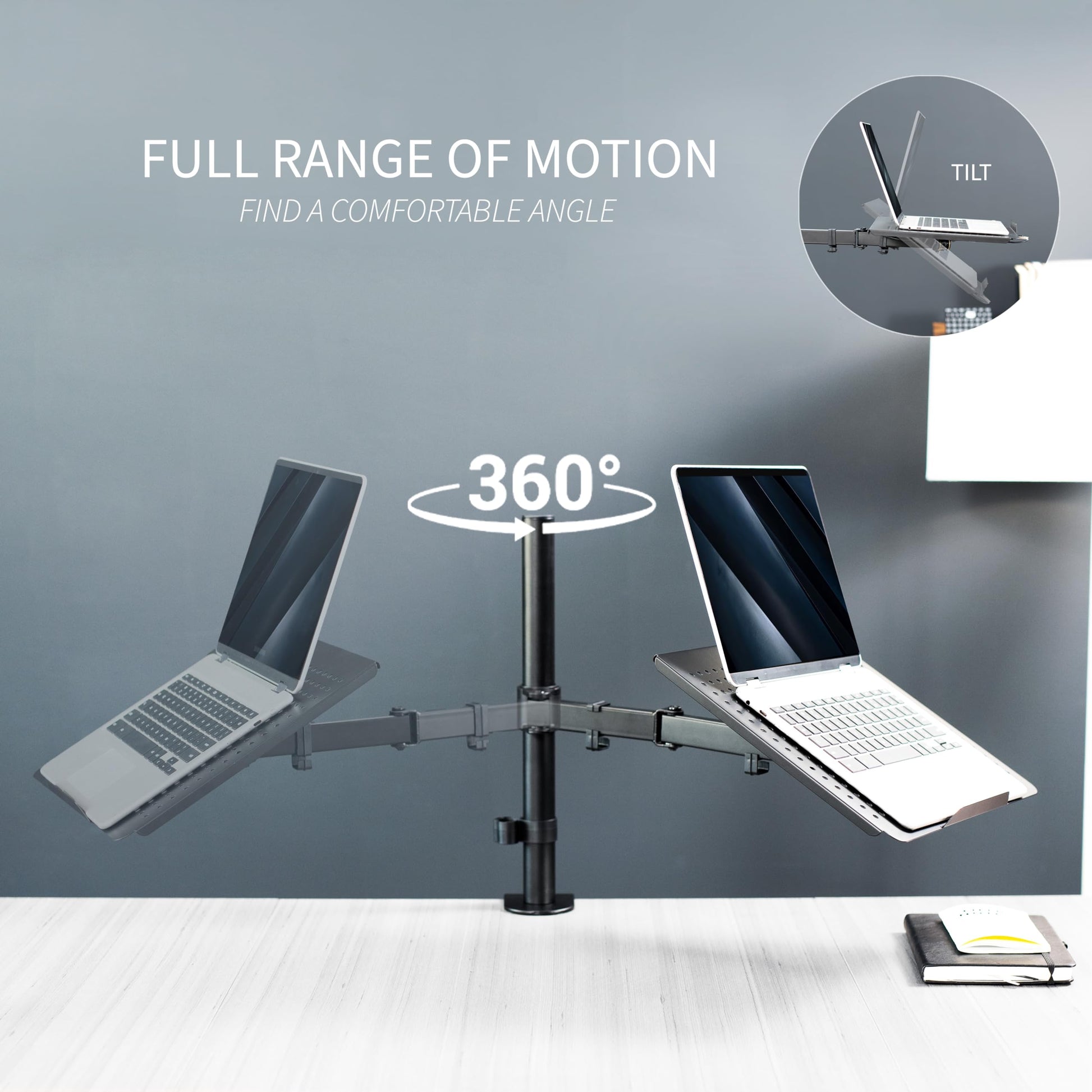 Soporte de Computadora VIVO Negro con Extensión Totalmente Ajustable para Laptop hasta 17 Pulgadas
