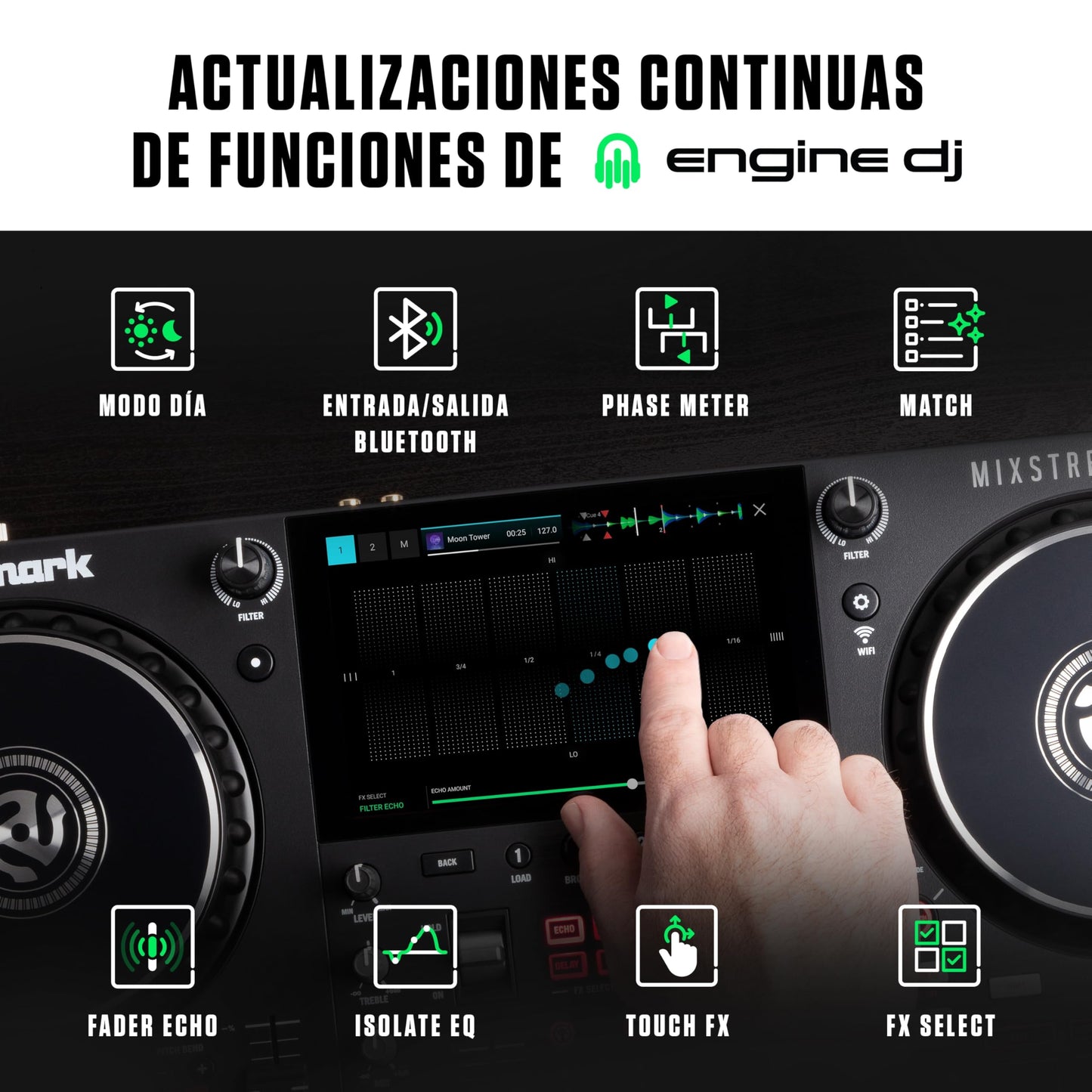 Controlador DJ Numark Mixstream Pro+ en Negro con Pantalla Táctil de 7 Pulgadas y Streaming por Wifi