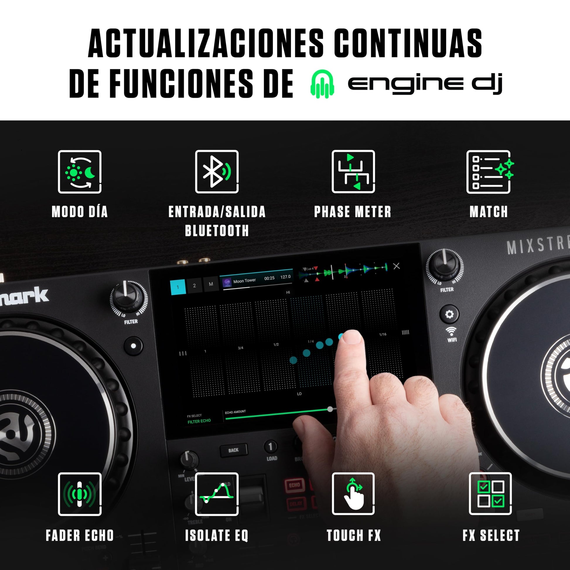Controlador DJ Numark Mixstream Pro+ en Negro con Pantalla Táctil de 7 Pulgadas y Streaming por Wifi