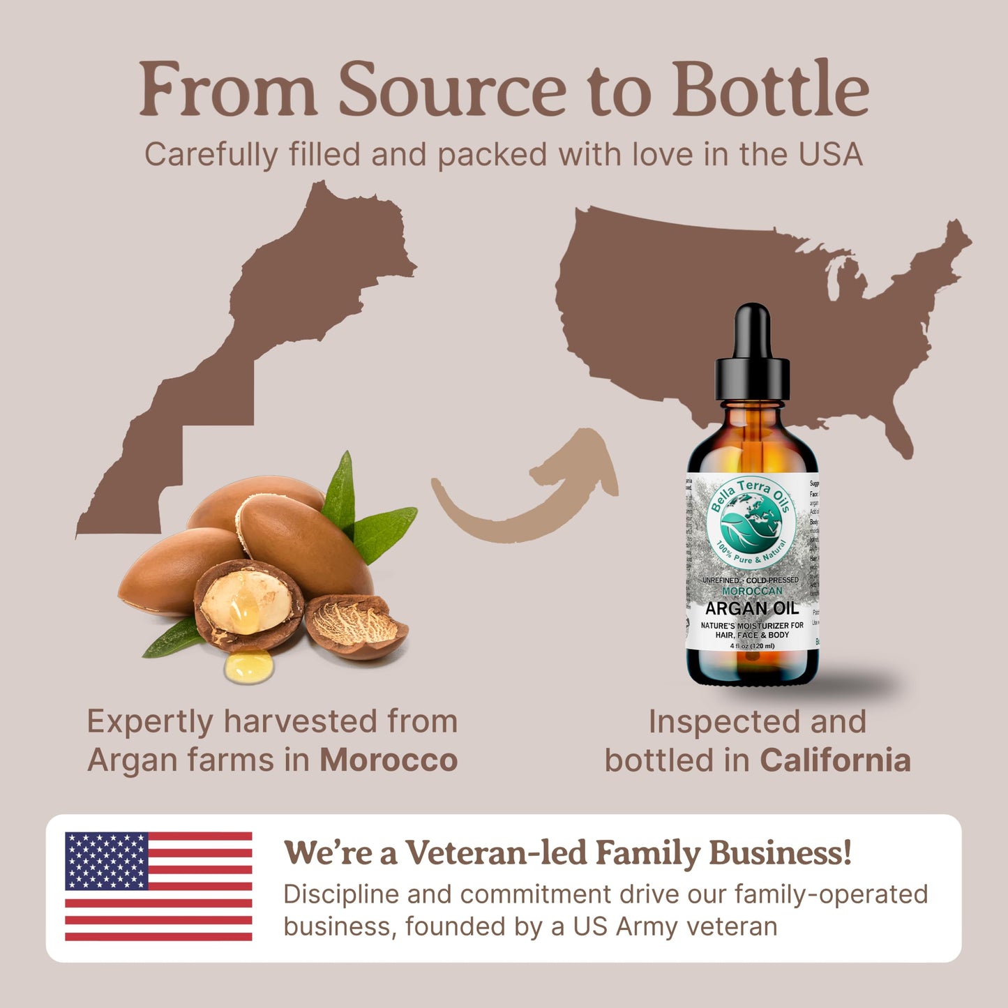 Argan oil 8 oz 100% Pure Moroccan Cold-pressed Organic Unrefined - Bella Terra Oils