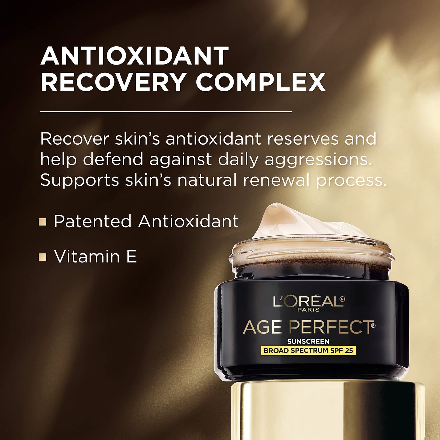 L'Oreal Paris Age Perfect Cell Renewal Anti-Aging Day Moisturizer SPF 25, Antioxidant Recovery Complex, Smooth Wrinkles, Firmer, Radiant, Younger Looking Skin, Dermatologist Tested, 1.7 Oz