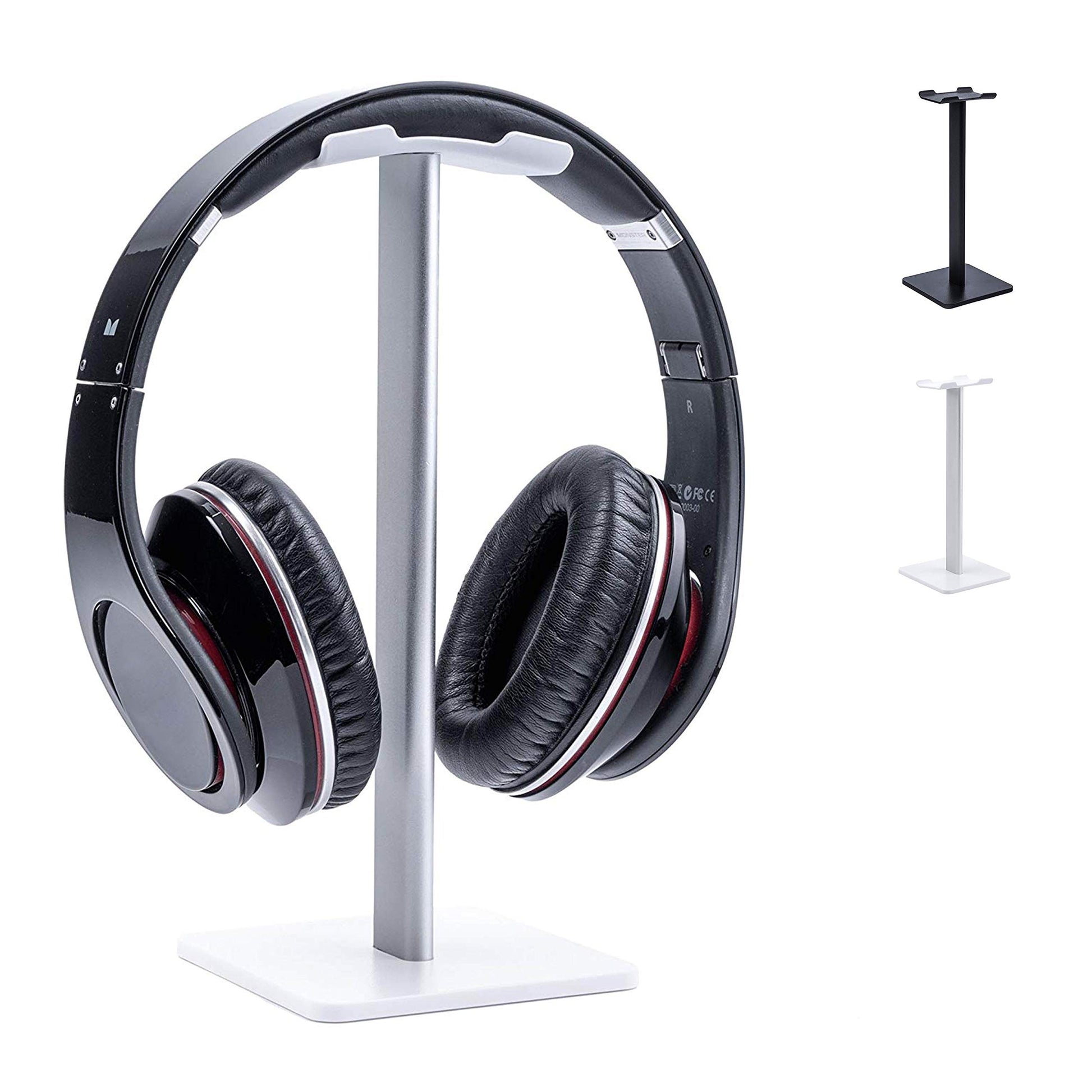 Lenfech boldR Soporte Blanco con Plateado para Audífonos/Base Universal de Escritorio para Auriculares. Headphone/Gaming Headset Stand.