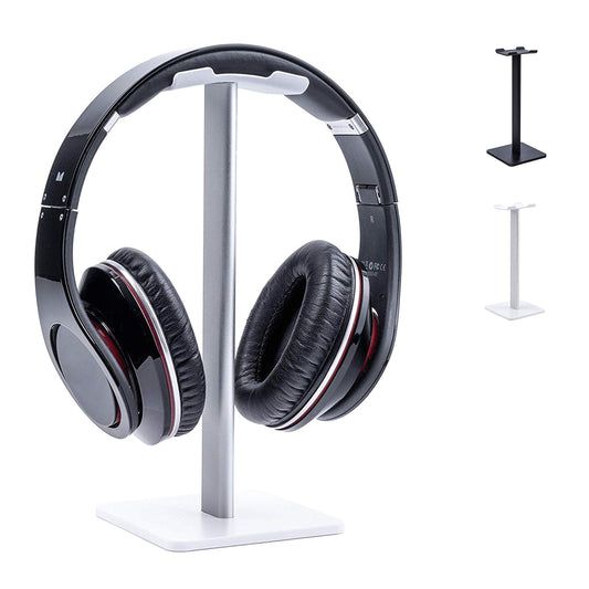 Lenfech boldR Soporte Blanco con Plateado para Audífonos/Base Universal de Escritorio para Auriculares. Headphone/Gaming Headset Stand.