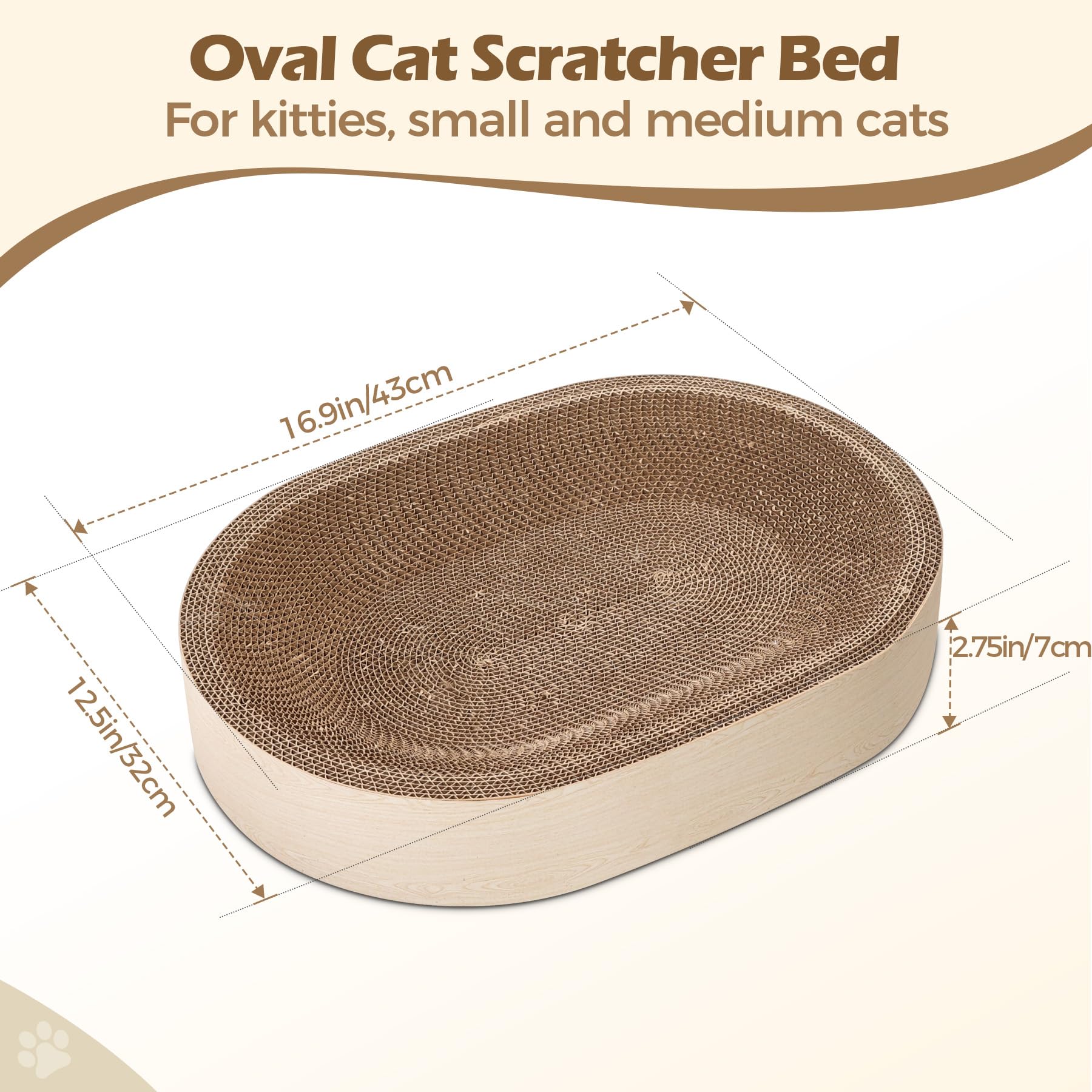 ComSaf Tabla De Rascar para Gatos - Rascador De Gatos para Gatos De Interior, Almohadilla para Raspar Gatos De Cartón Oval Cat Rascador Cama para Gatito, Durable Cat Scratcher Bowl Circle, P