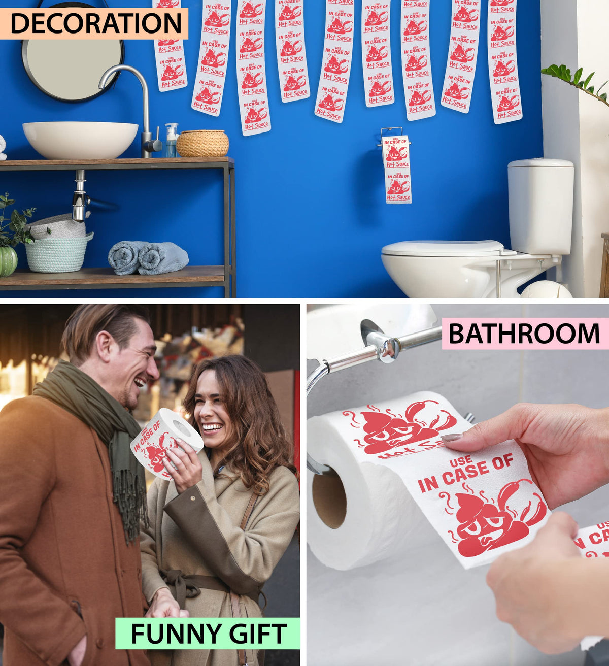 Papel Higiénico Impreso Divertido para Decoración de Baño y Regalo Novedoso 500 Hojas
