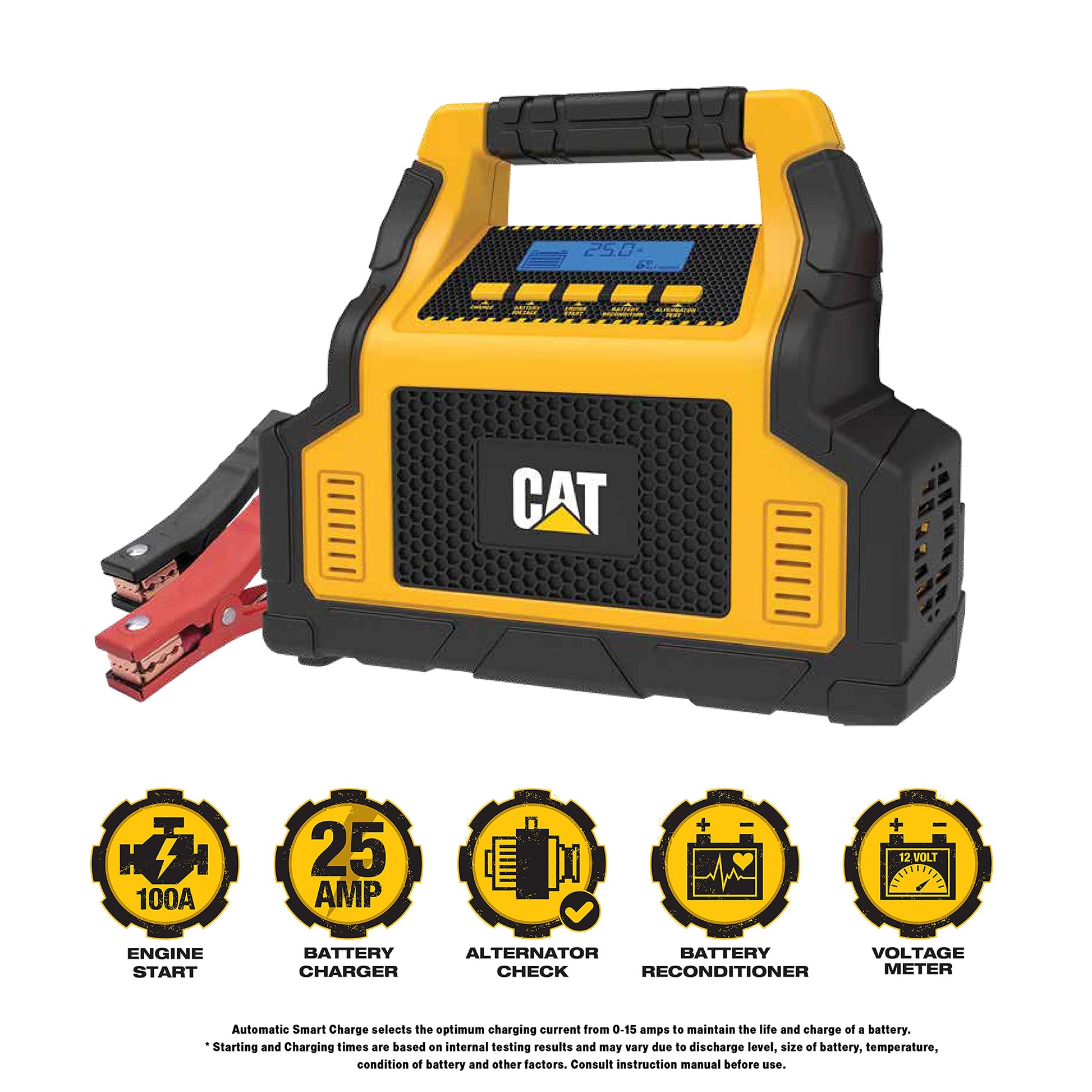 Caterpillar CBC100E Cargador de batería Profesional de 25 amperios, mantenedor de batería de 3 amperios con Arranque del Motor de 100 amperios