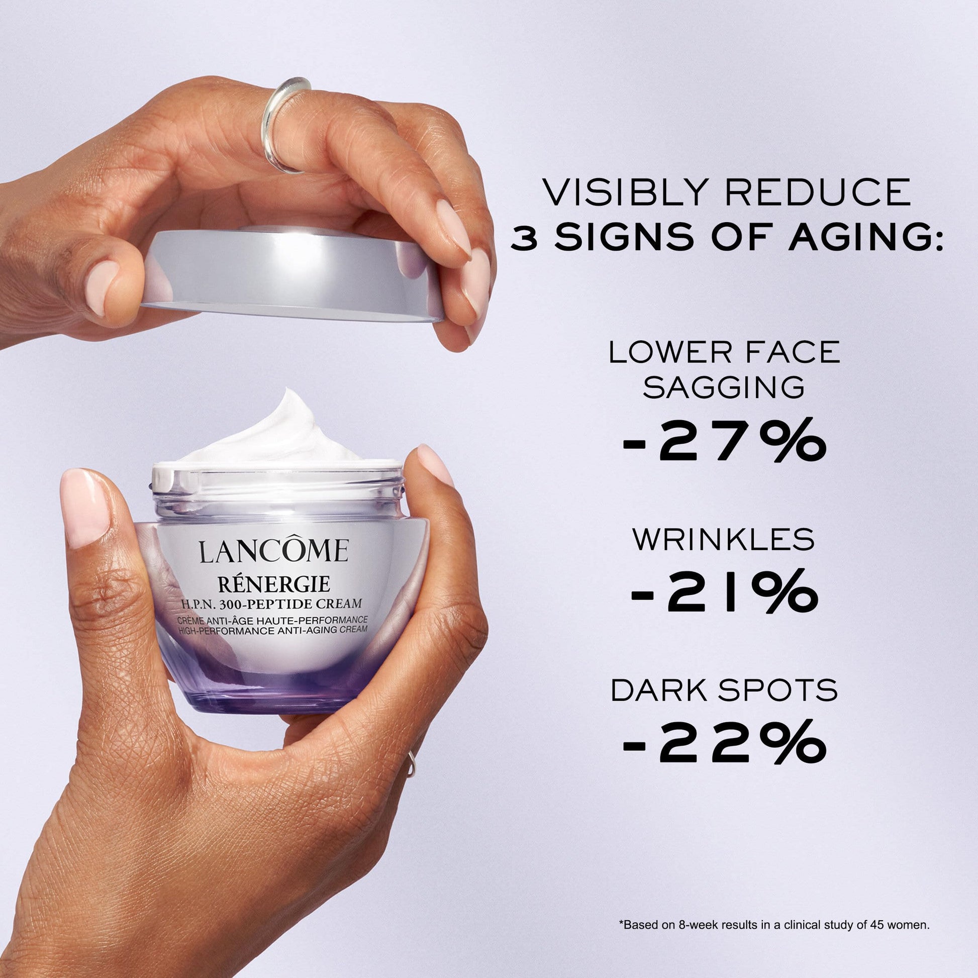 Lancôme Rénergie Hpn 300 Peptide Refill Cream, Crema Hidratante Facial Anti Signos de la Edad Efecto Lifting y Firmeza con Péptidos, Ácido Hialurónico y Niacinamida 50 ml
