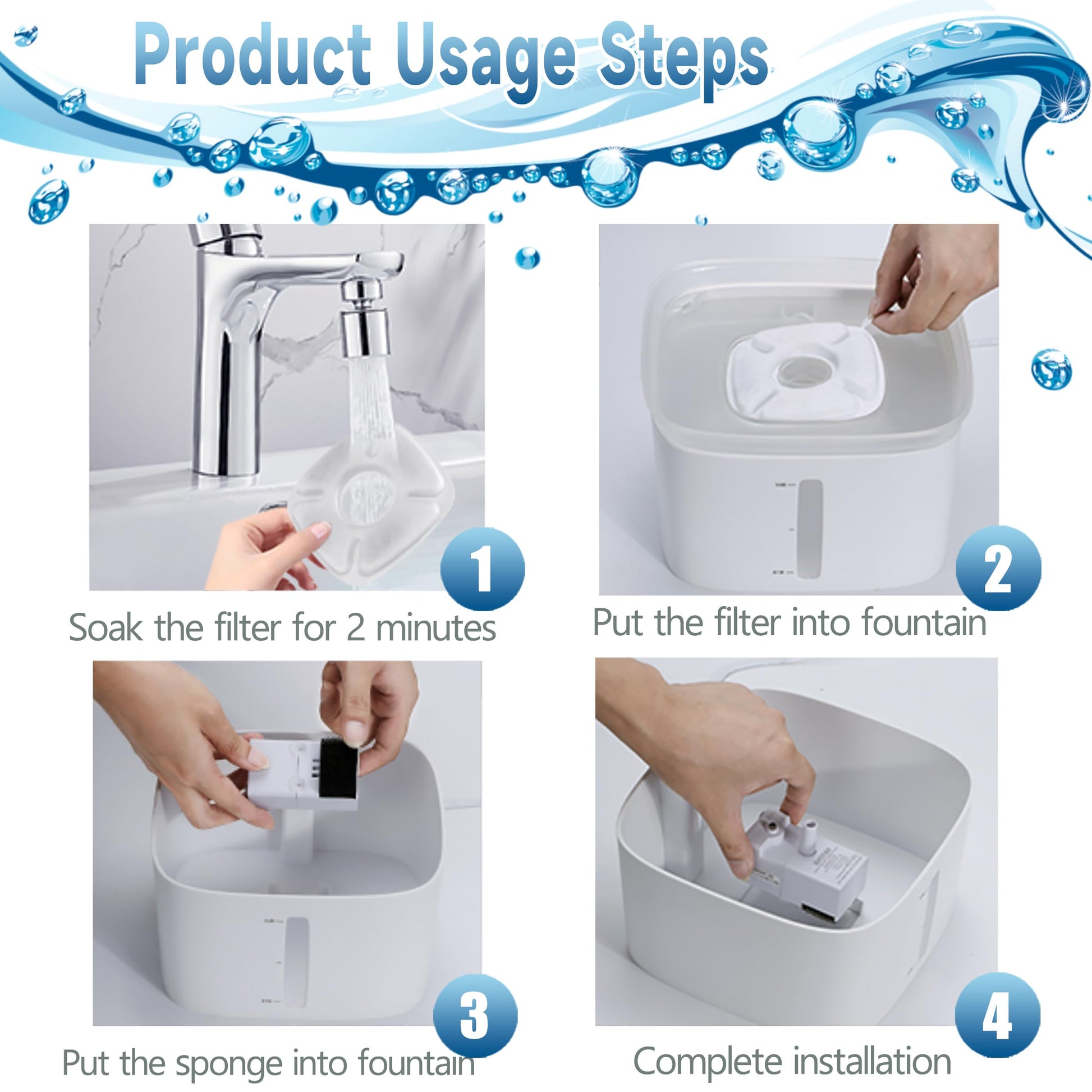 Filtros de Repuesto OPISICEN para Fuente de Agua VEKEN Blanca de 2.8 L para Gatos y Perros