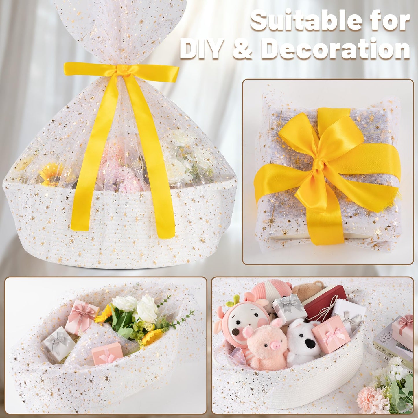 OIAHOMY Cesta de regalo grande con asa, cesta tejida de 17 x 12.6 x 7 pulgadas con bolsa de regalo, cinta, contenedores de almacenamiento de guardería vacía para llenar con toallas, bebé, organizador