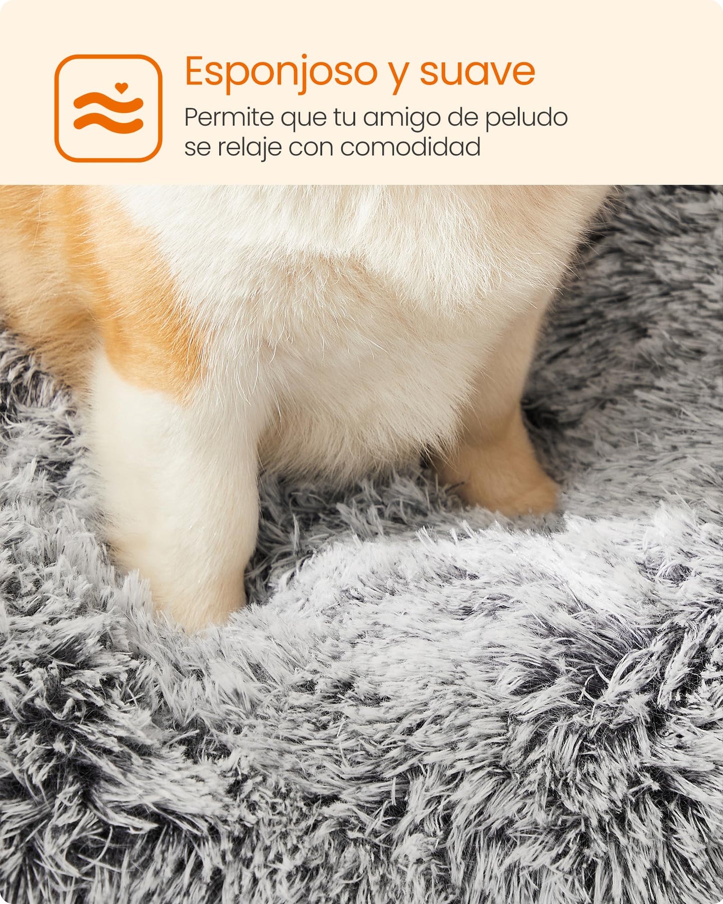 Feandrea Cama para Perros, Sofá para Mascotas, 95 x 60 cm, Lavable a Máquina, con Cojín, Gris Claro MPGW202G01