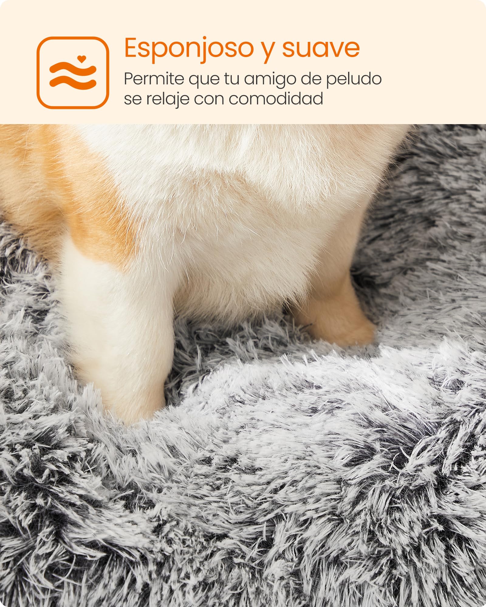 Feandrea Cama para Perros, Sofá para Mascotas, 95 x 60 cm, Lavable a Máquina, con Cojín, Gris Claro MPGW202G01