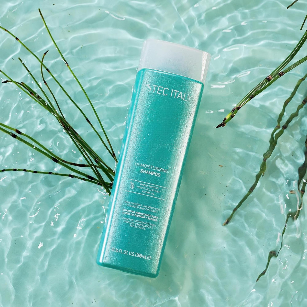 TEC ITALY Hi Moisturizing Shampoo Hidratante 300 ml | Limpieza Suave para Cabello Dañado y Reseco | Aporta Brillo y Máxima Suavidad | Libre de Sulfatos, Uso Diario Profesional
