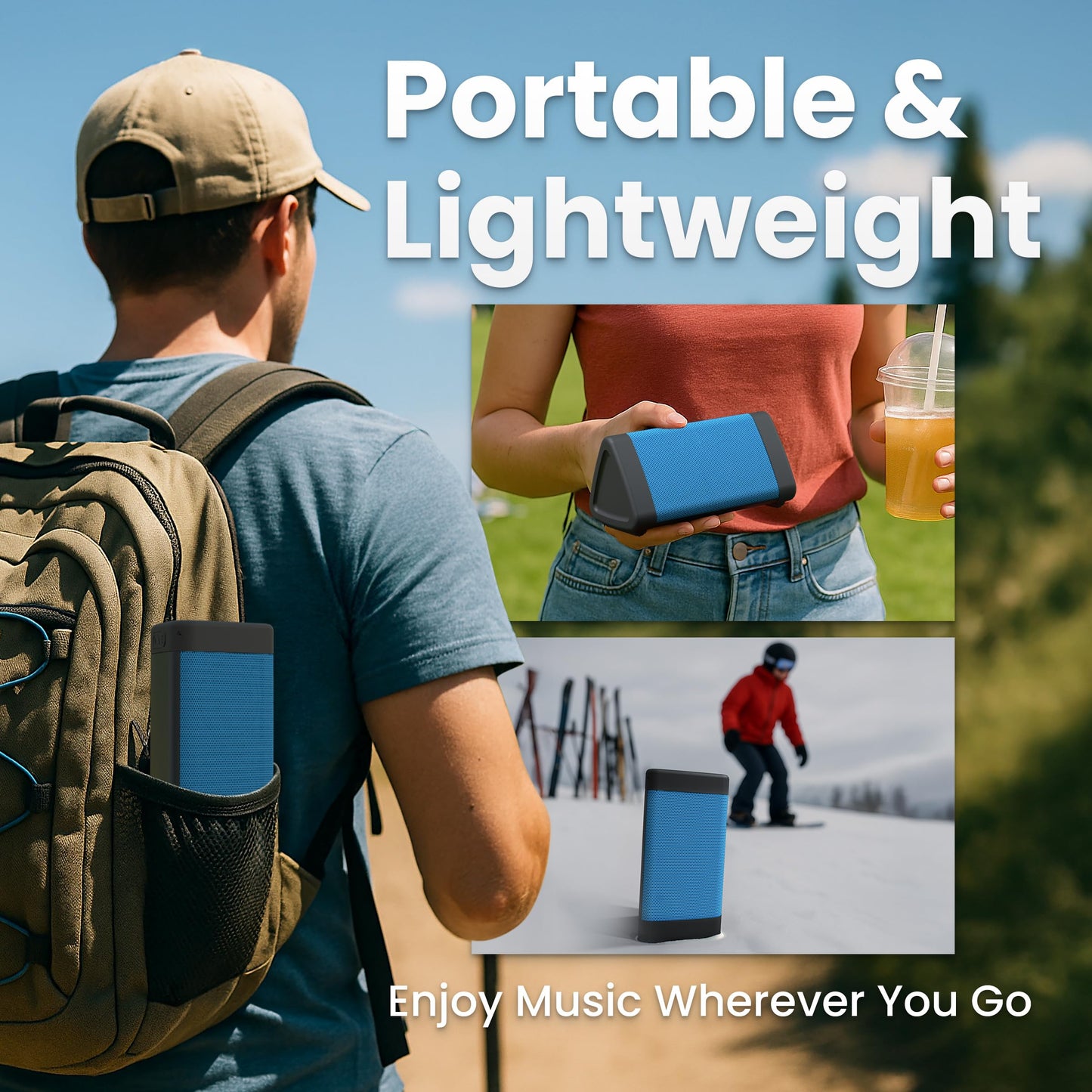 Cambridge Soundworks OontZ Angle 3 Next Generation Ultra Portable Wireless Bluetooth Speaker : Louder Volume 10W+, More Bass, Water Resistant, Perfect Speaker for Golf, Beach, Shower & Home (Blue)