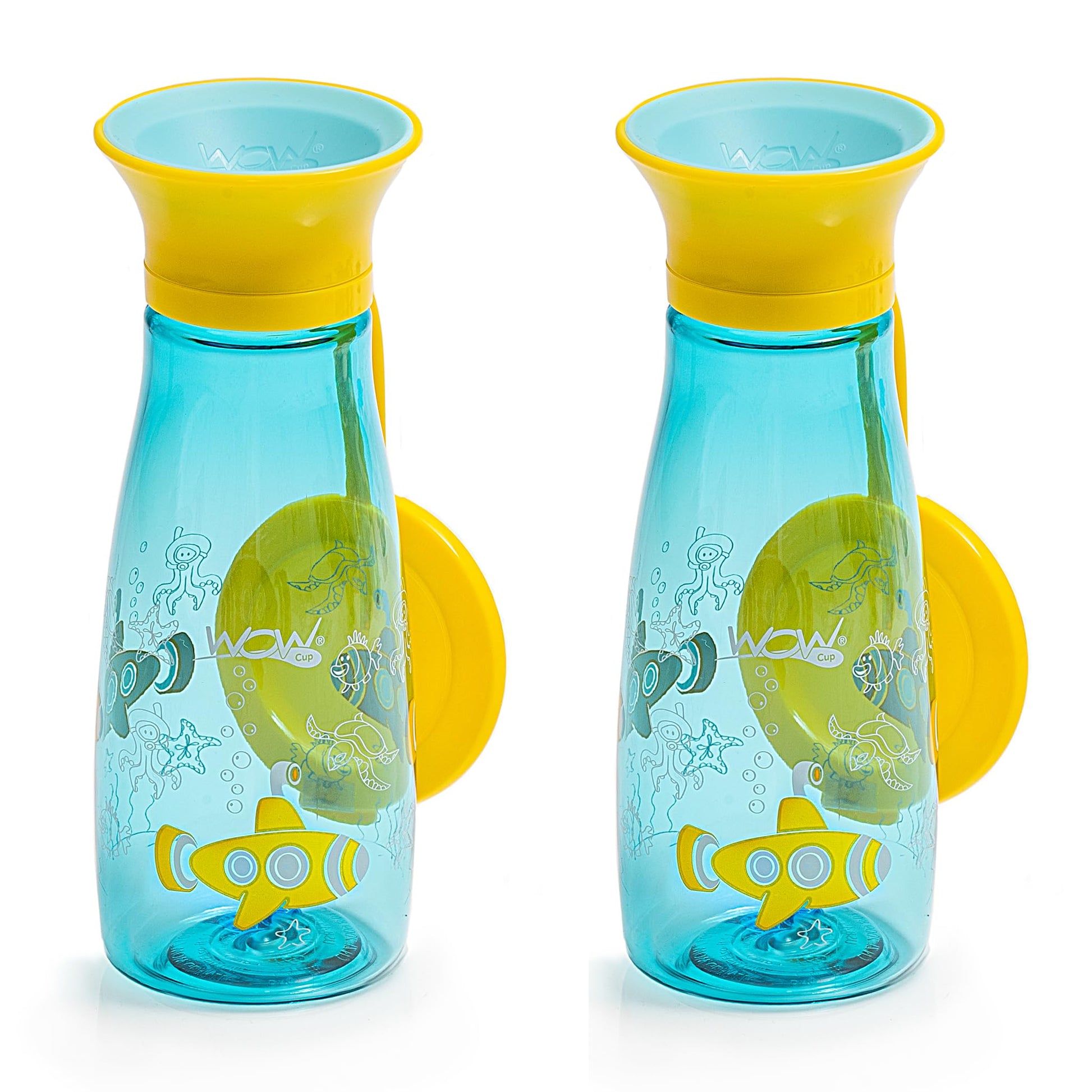 Wow Cup Mini 360 - Taza para beber, 12 onzas, paquete de 2 (azul aruba)