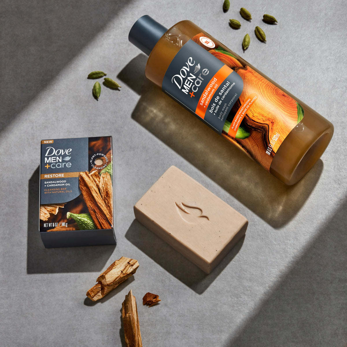 Gel de Ducha Dove Men+Care Sándalo y Cardamomo, 768.91 ml â€“ Limpieza e Hidratación