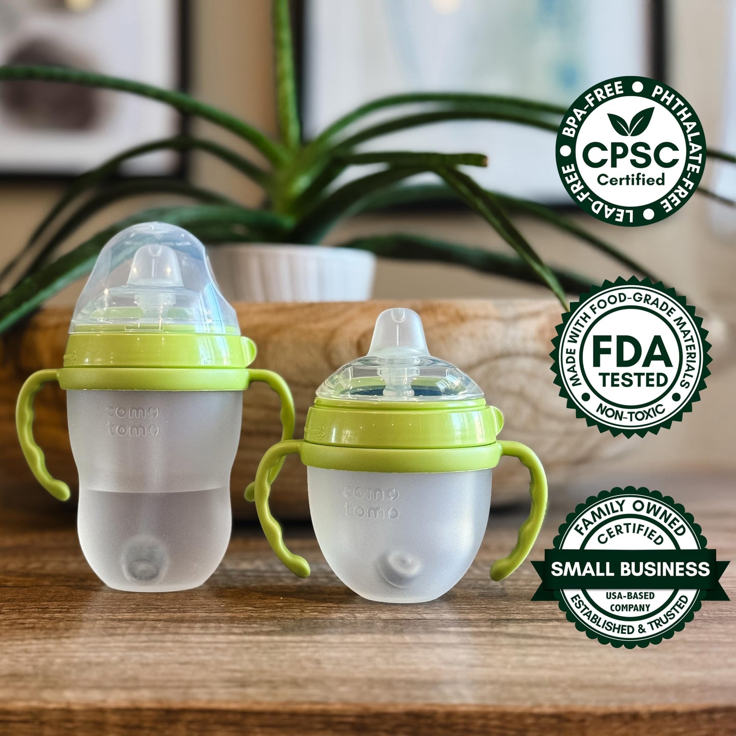 Kit de conversión de vaso para bebés para biberones Comotomo 2 unidades, tetinas de boquilla de silicona de grado alimenticio, pajita pesada enteramente de silicona, asas de botella, cepillo de