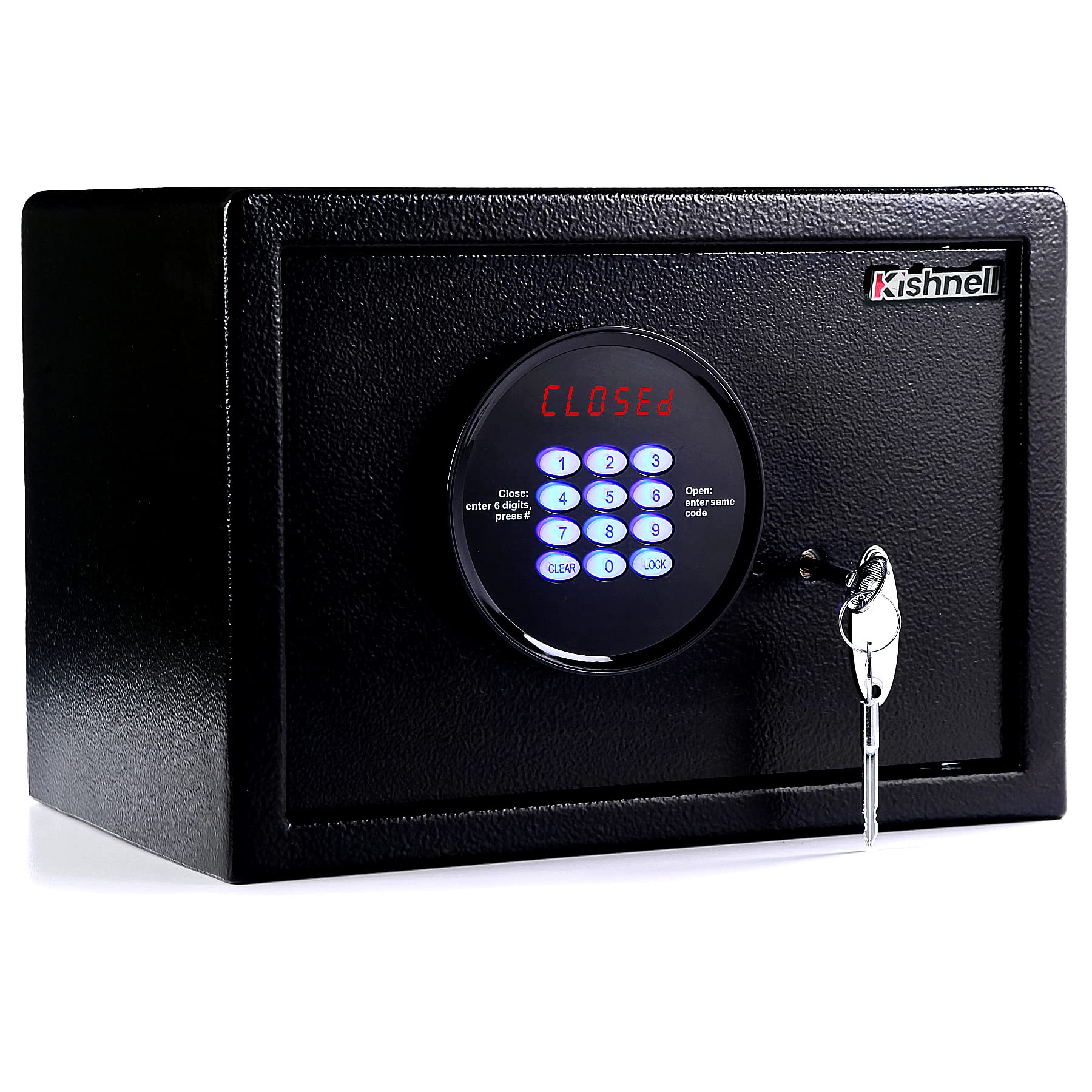 Kishnell | Caja Fuerte de Seguridad Electronica Pantalla LCD Personal Fija Metalica OficIna Hogar Hotel con Llave