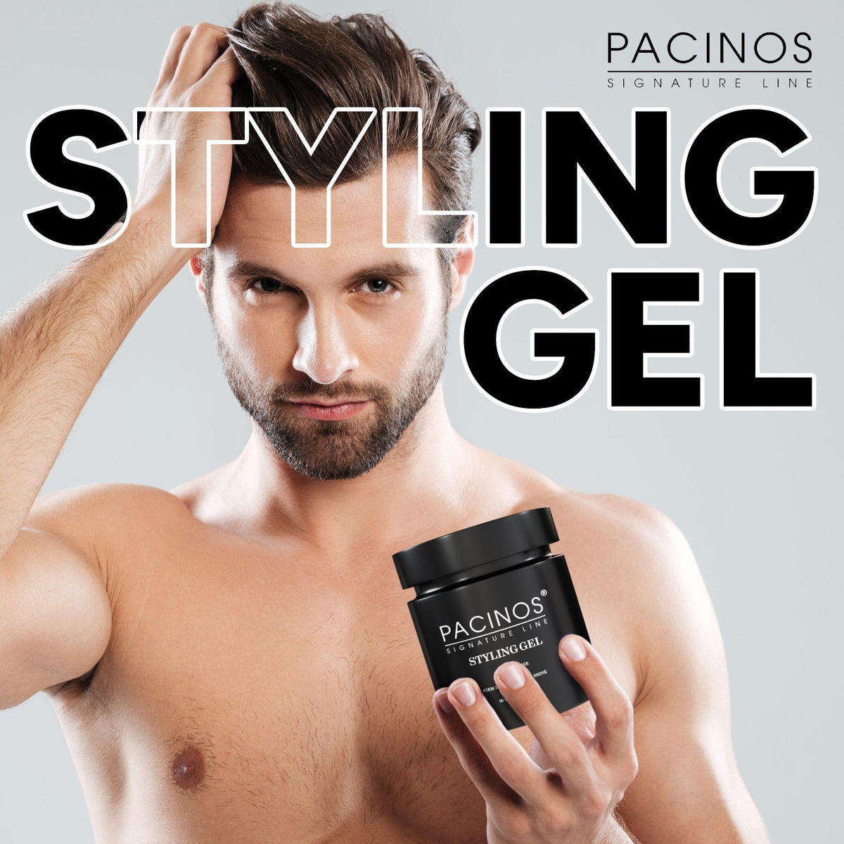 Pacinos Hair Gel for Men - Firm Hold with Flexible Styling - High Shine Wet Look Finish - Easy to Rinse Water Based Formula - No Flakes - Suits All Hair Types - Style Stays in Place All Day - 16 oz