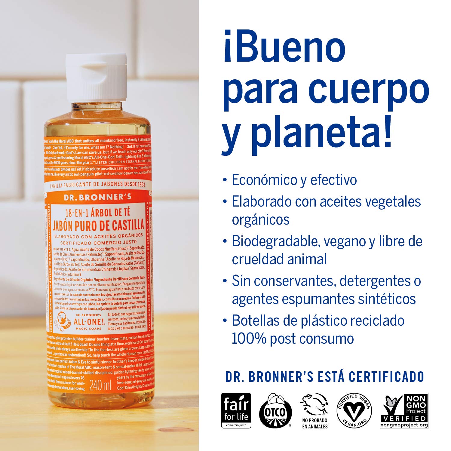 Dr. Bronner's | Jabón de castilla orgánico, ayuda a remover células muertas y descongestionar vías respiratorias - con aceite esencial de Eucalipto 473 ml