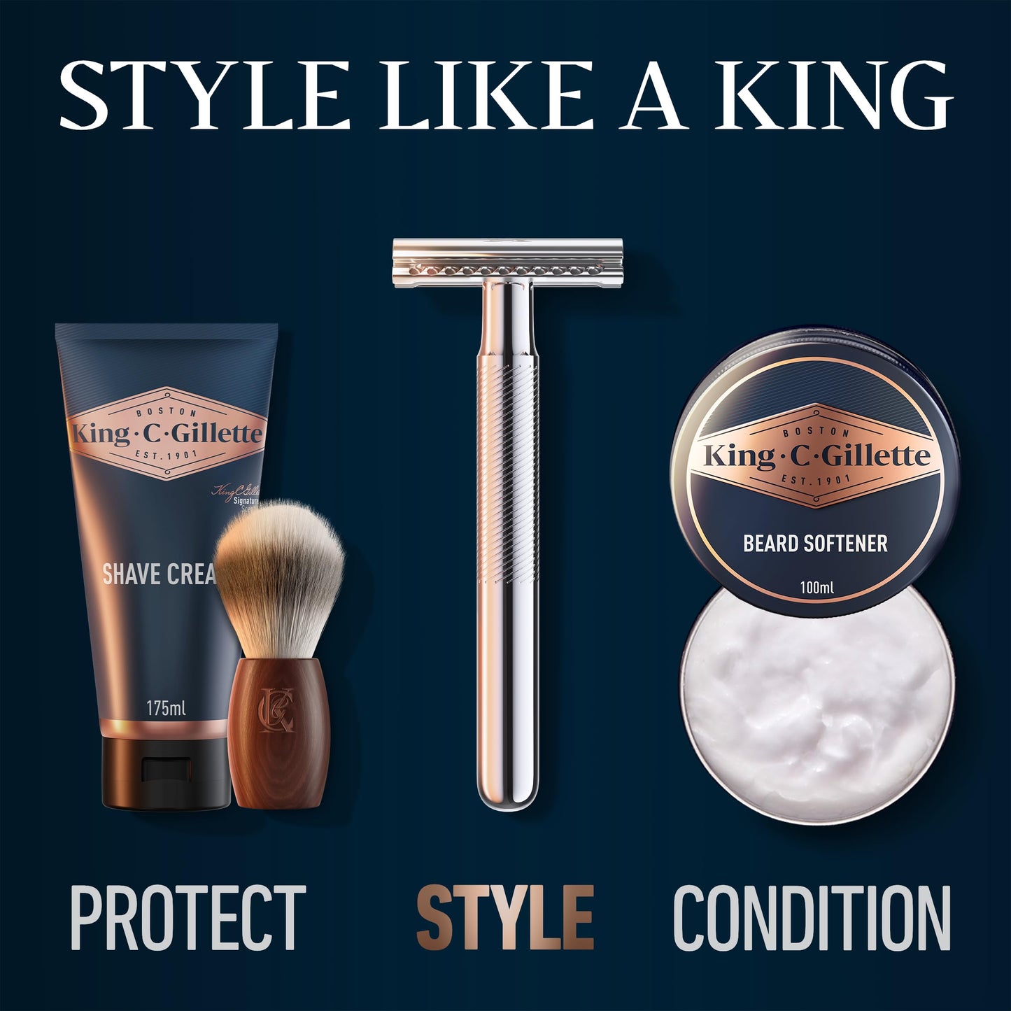 Gillette King C - Maquinilla de afeitar de doble filo para hombre + 5 cuchillas de doble filo con revestimiento de platino, ideas de regalo para él/papá
