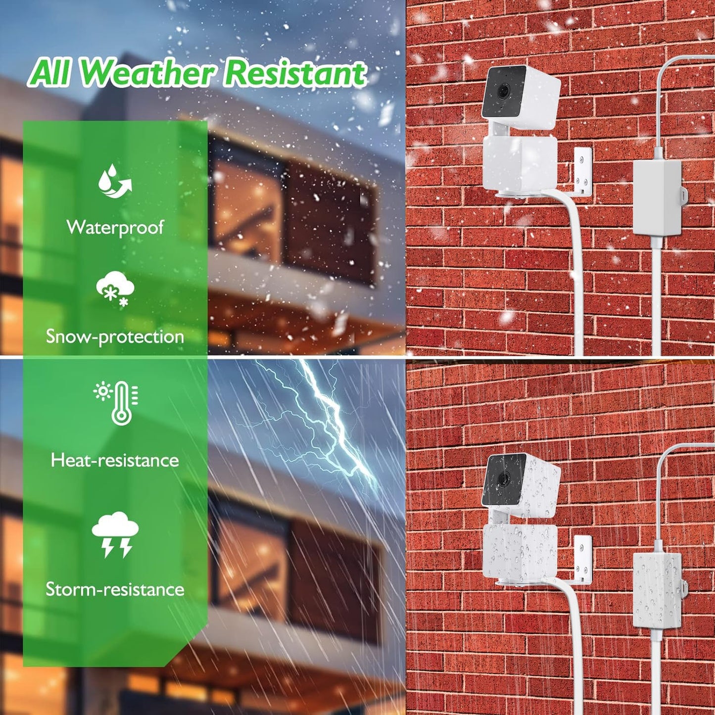 Uogw - Adaptador de corriente para exteriores compatible con Wyze Cam V4/V3/V3 Pro/OG, Wyze Cam Pan V3/V2, cable de extensión micro USB de 90°, reemplaza el enchufe WYZE, cable de alimentación plano