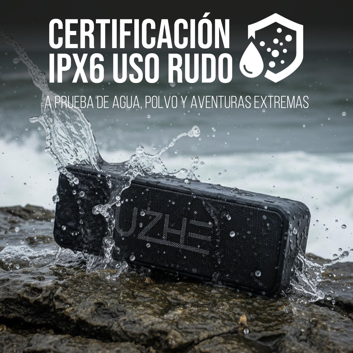 UZHE | Bocina Bluetooth 20W | Sonido Estéreo HiFi con Doble Driver y Subwoofer IPX6 Impermeable 12h Batería 4000mAh TWS (Sonido Envolvente) Altavoz Portátil para Fiestas Exterior USB-C | Negro