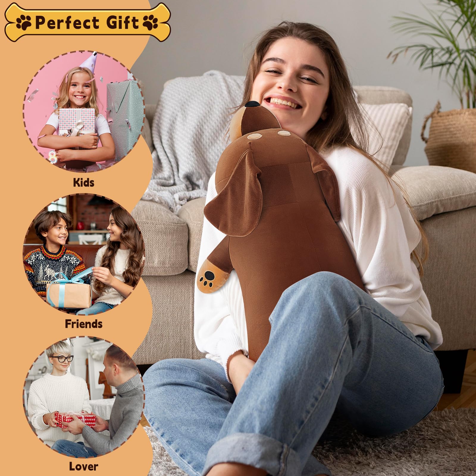 Juguete de peluche gigante de 30 pulgadas para perro salchicha, peluche de peluche Weiner, juguete de peluche grande para dormir, lindo animal de peluche para perro Weiner, regalos de cumpleaños para
