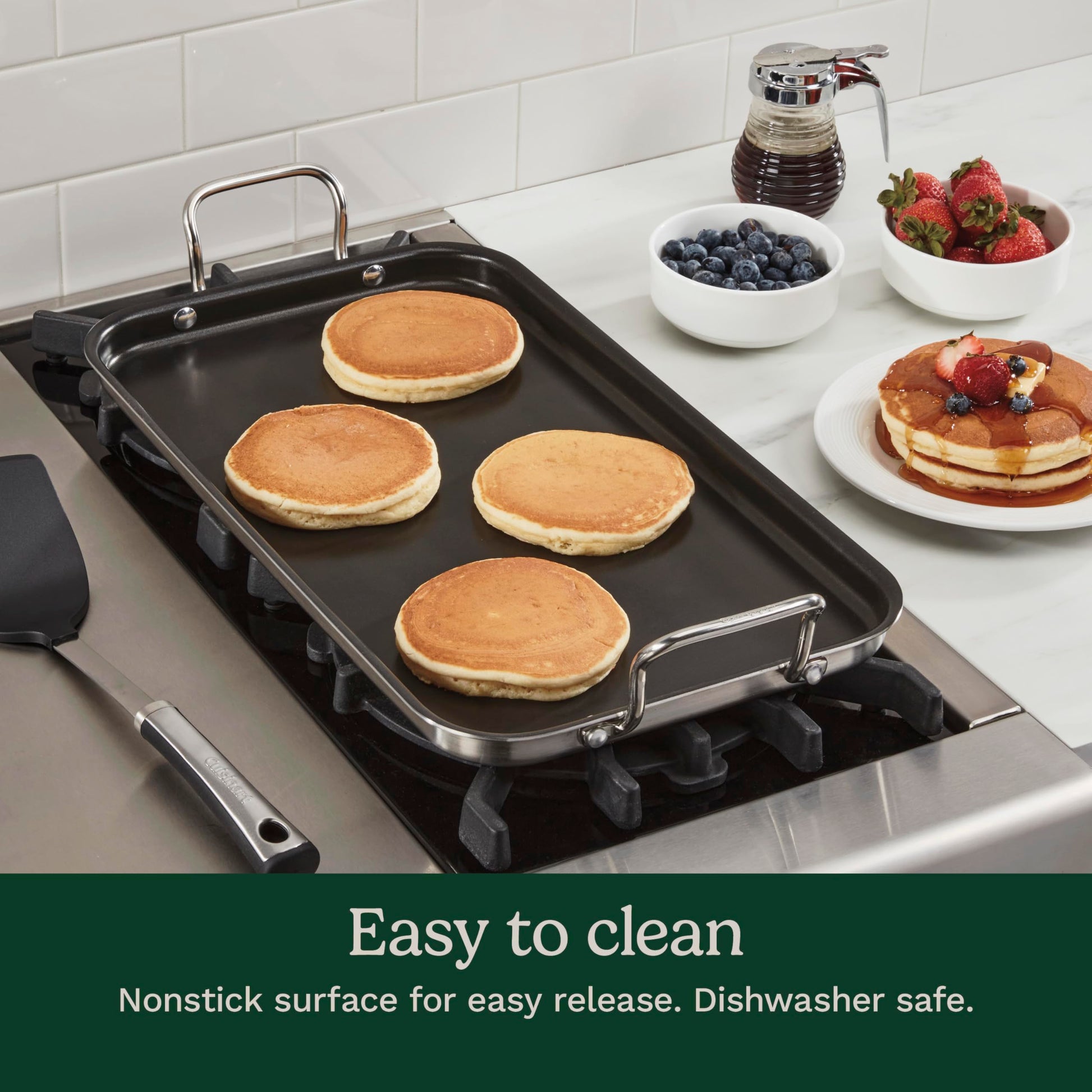 Cuisinart MCP45-25NSES MultiClad Pro - Parrilla de acero inoxidable, Quemador doble antiadherente de anodizado duro.