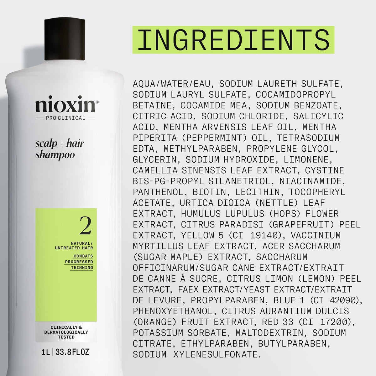 Nioxin Cleanser Shampoo System 2 for Fine Hair with Progressed Thinning, 33.8 Ounce