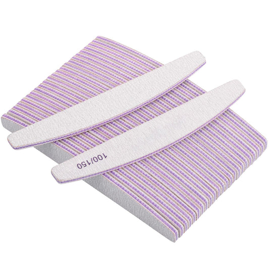 25 limas de uñas de grano 100/150 de doble cara, lavable, para extensión de uñas de gel y uñas acrílicas