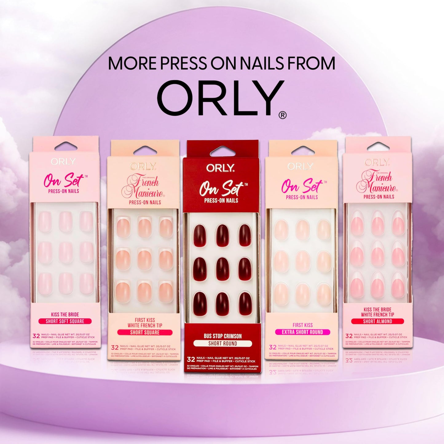 Orly Uñas postizas ORLY | Diseños almendrados, cuadrados, punta francesa, cortos y largos (vidrio roto [cuadrado corto])