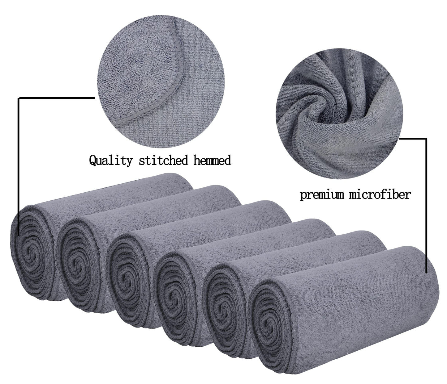 VIcolour Microfiber Face Cloth Makeup Remover Cloth Face cleaning Cloths Soft Facial Washcloths 12 x 12inch 12 Pack, Grey 12pack, 12 Inch x 12 Inch