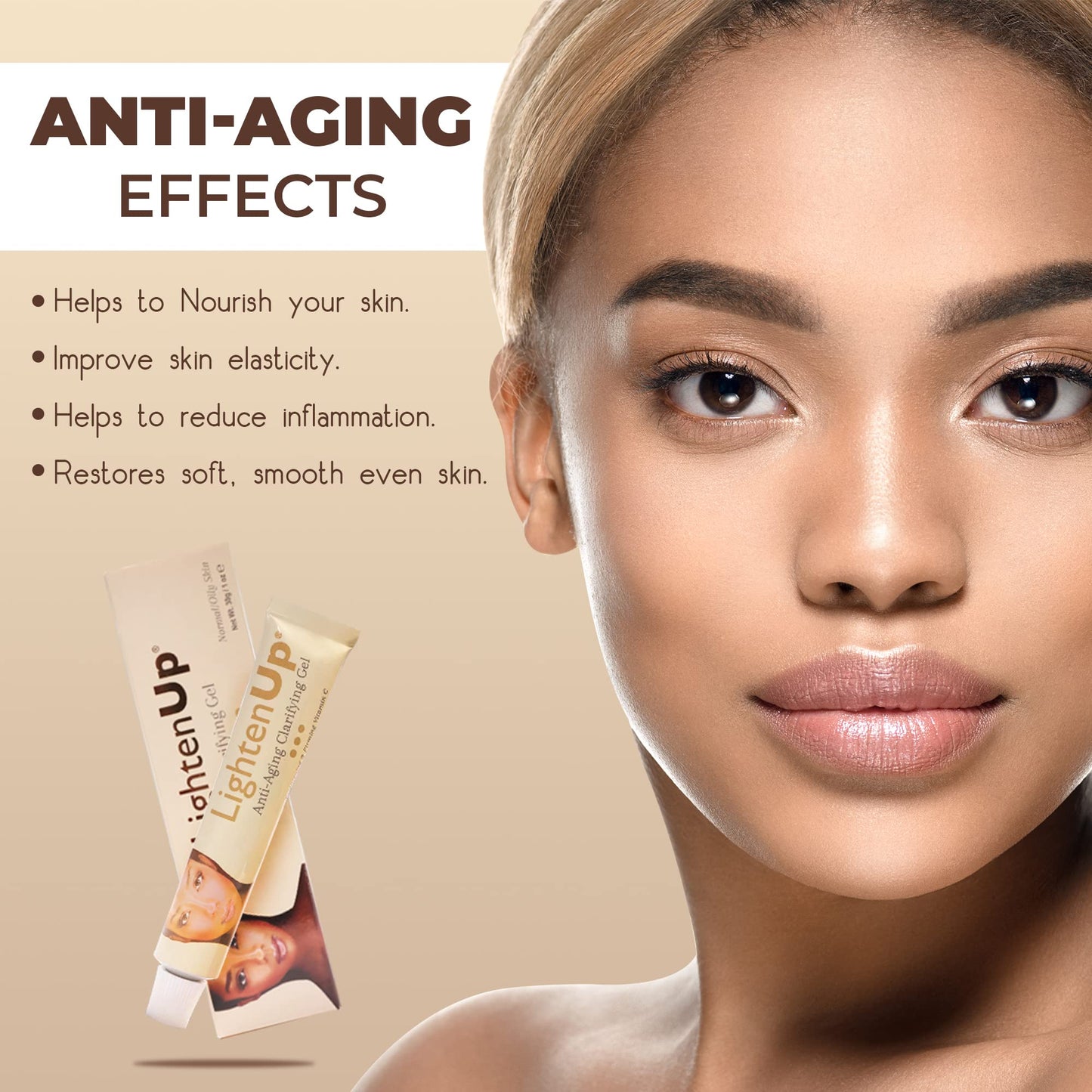 LightenUp | Gel hidratante Facial Despigmentante | Con Vitamina C, Alfa arbutina y Aceite de argan | Trata Manchas y zonas Oscuras | Textura en Gel con Ingredientes Naturales | 30Ml 1 0z