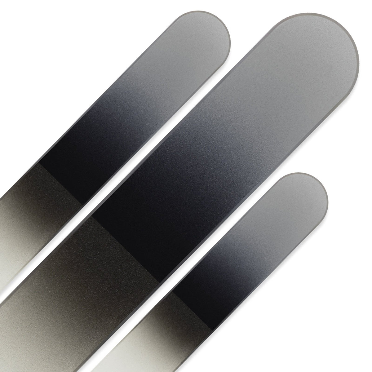 Juego de 3 limas de uñas de vidrio - colores arcoíris, auténtico vidrio templado checo - hecho a mano en la República Checa - Blanco/Negro