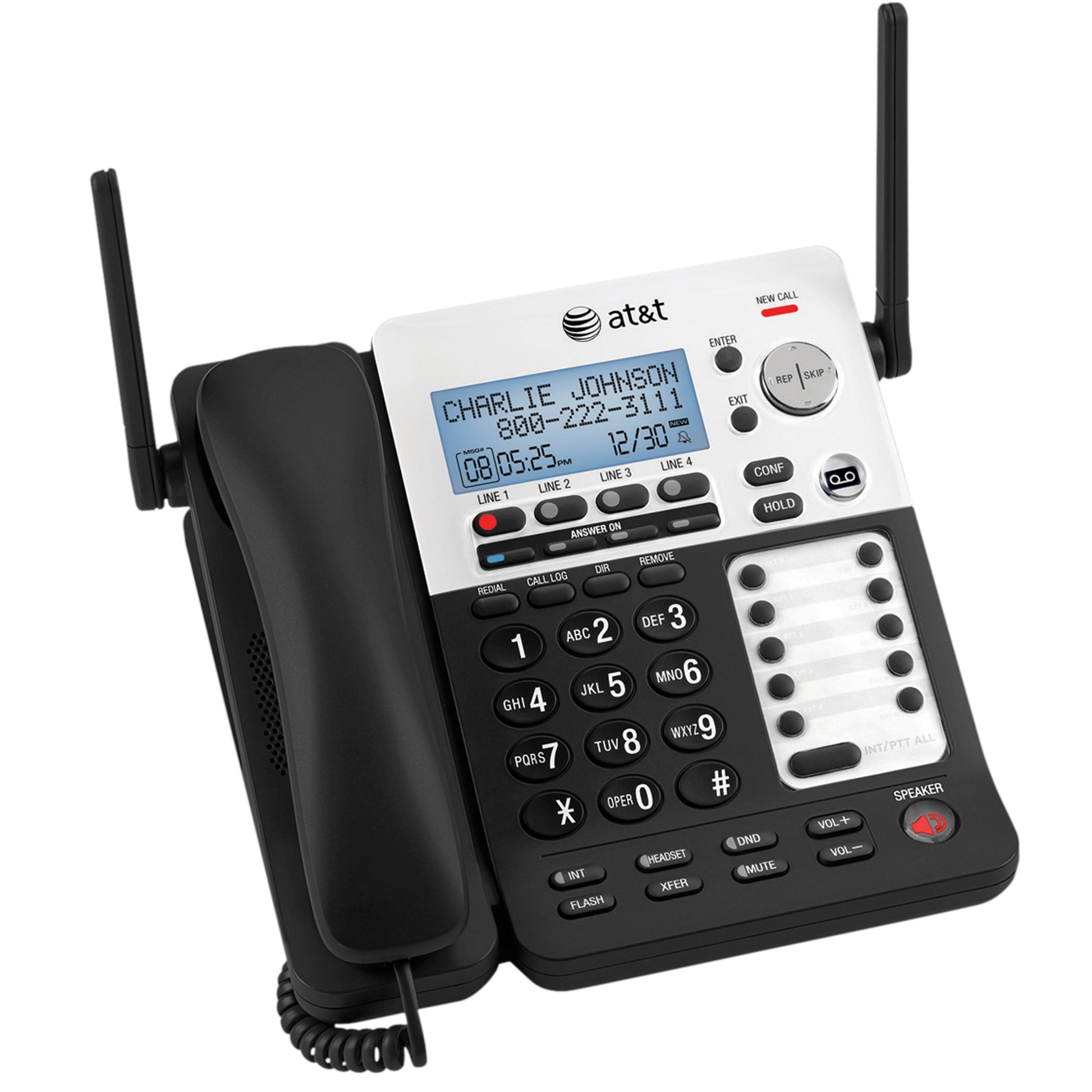 AT&T SynJ Auricular de expansión inalámbrico para el Sistema telefónico para pequeñas Empresas SynJ SB67138 & SB67158, Sistema telefónico inalámbrico, Negro/Plateado