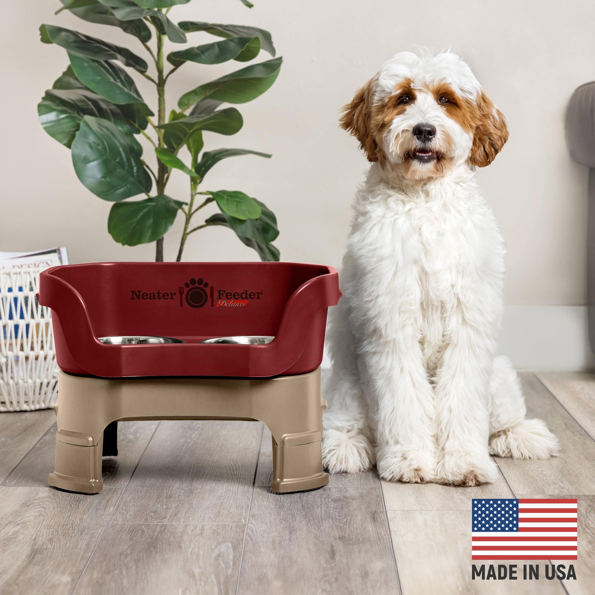 Comedero Deluxe Neater Pet Brands Cranberry con Extensiones de Patas