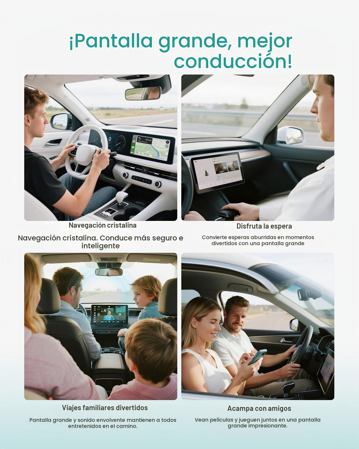 Adaptador CarPlay Inalámbrico Ottocast Mirror Touch Blanco con Modo Dual para Coches de Fábrica 2016+