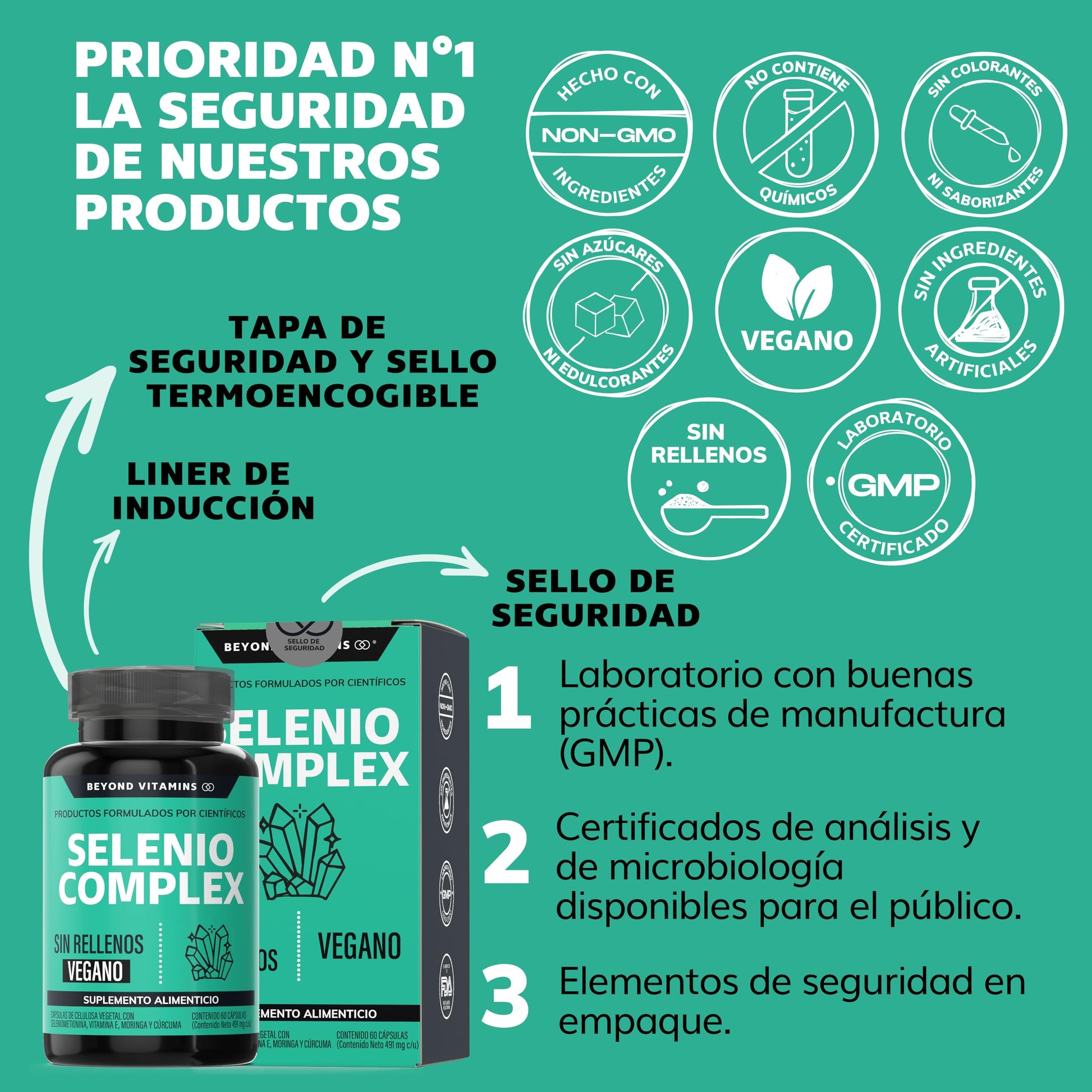 Cápsulas Seleniometionina Veganas con Vitamina E, Moringa y Raíz de Cúrcuma