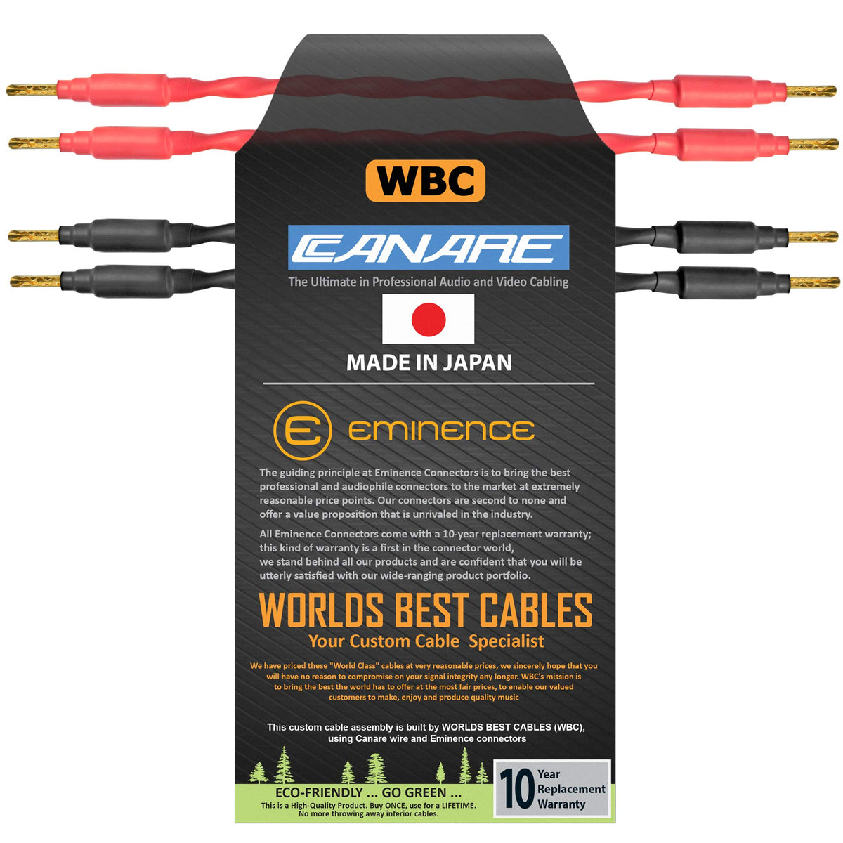 Cable Puente de Altavoz HiFi Worlds Best Cables Dorado Canare 4S11 11AWG Grado Audiófilo 4 Unidades