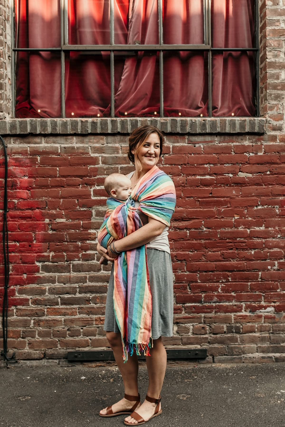 Hip Baby Wrap Ring Sling Baby Carrier for Infants and Toddlers (Rainbow Honeycomb)