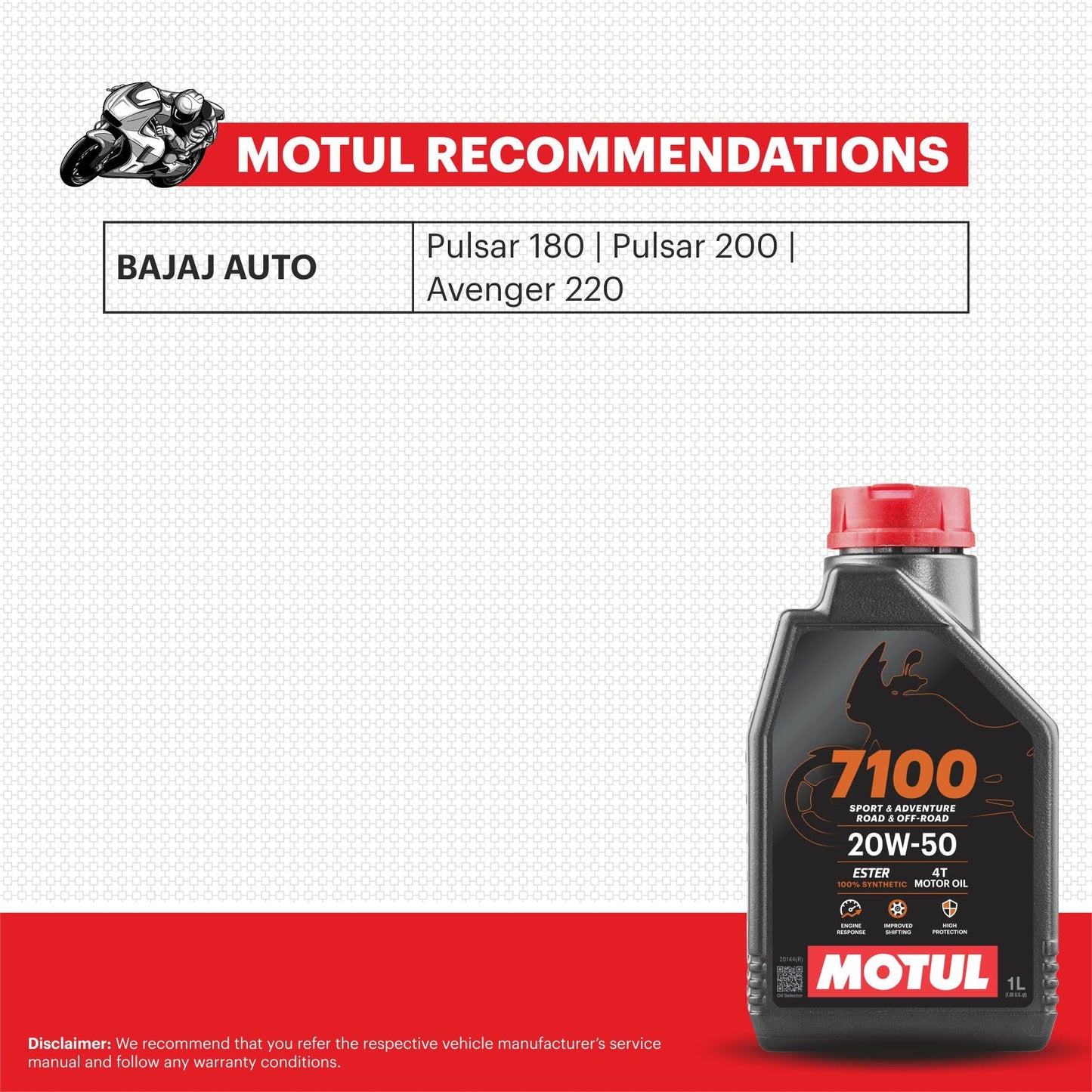 Aceite Sintético Motul 20W50 4T 7100