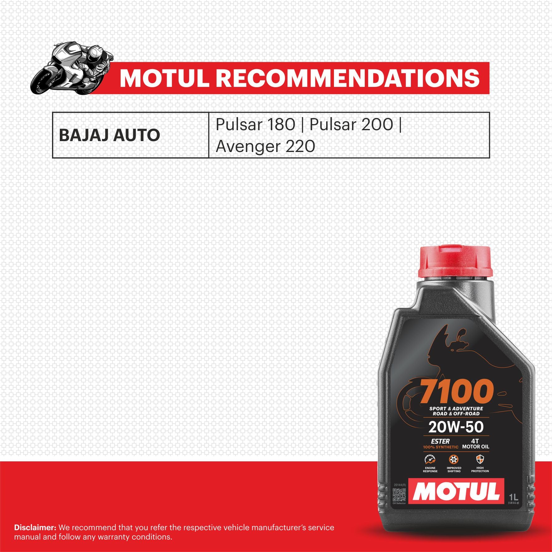 Aceite Sintético Motul 20W50 4T 7100
