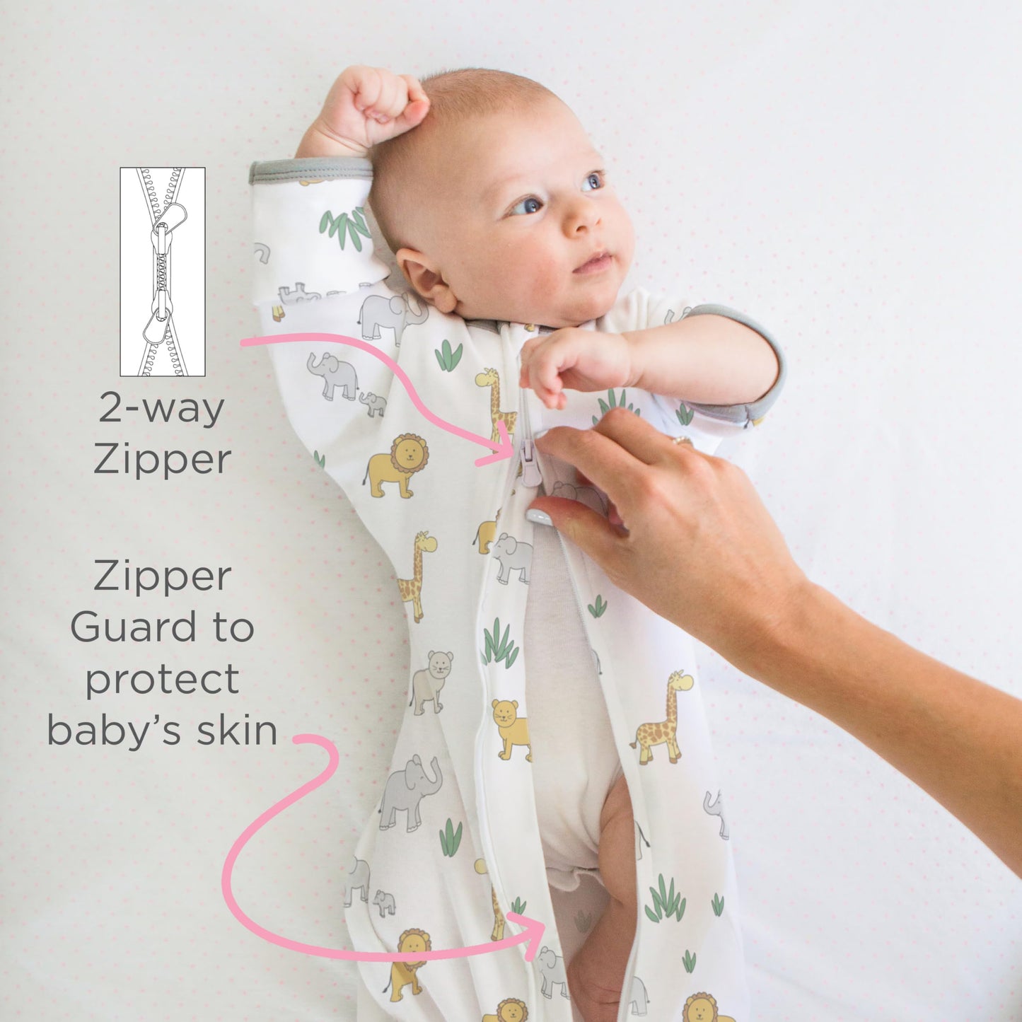 Amazing Baby Transitional Swaddle Sack with Arms Up Mitten Cuffs, Tiny Bear, Sterling, Small 0-3 Months