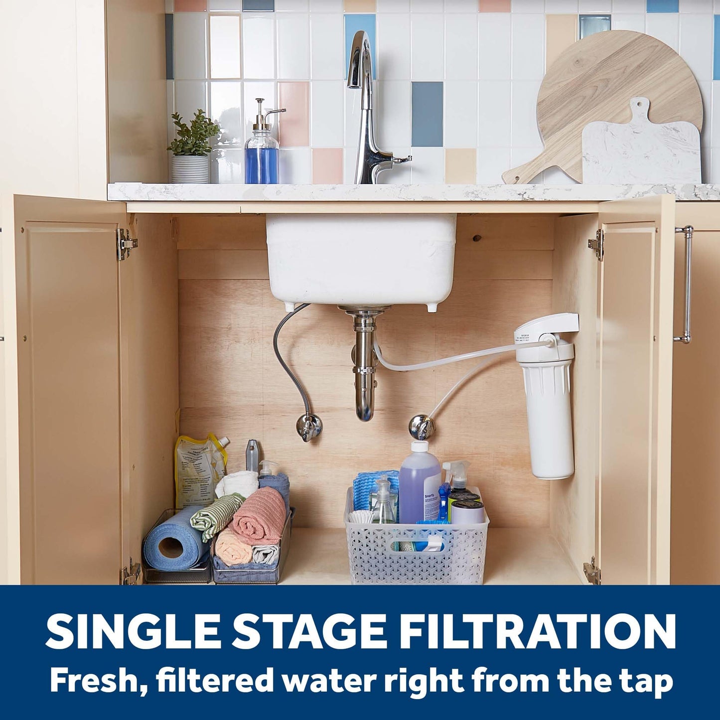 GE - Sistema de filtro de agua para todo el hogar | Sistema de filtración de agua reduce el plomo, el amianto y más | Kit de instalación y accesorios incluidos | Reemplazar filtros (FXUTC, FXULC, FXUVC) cada 6 meses | GX1S01R, 15 x 15.5 x 17 pulgadas