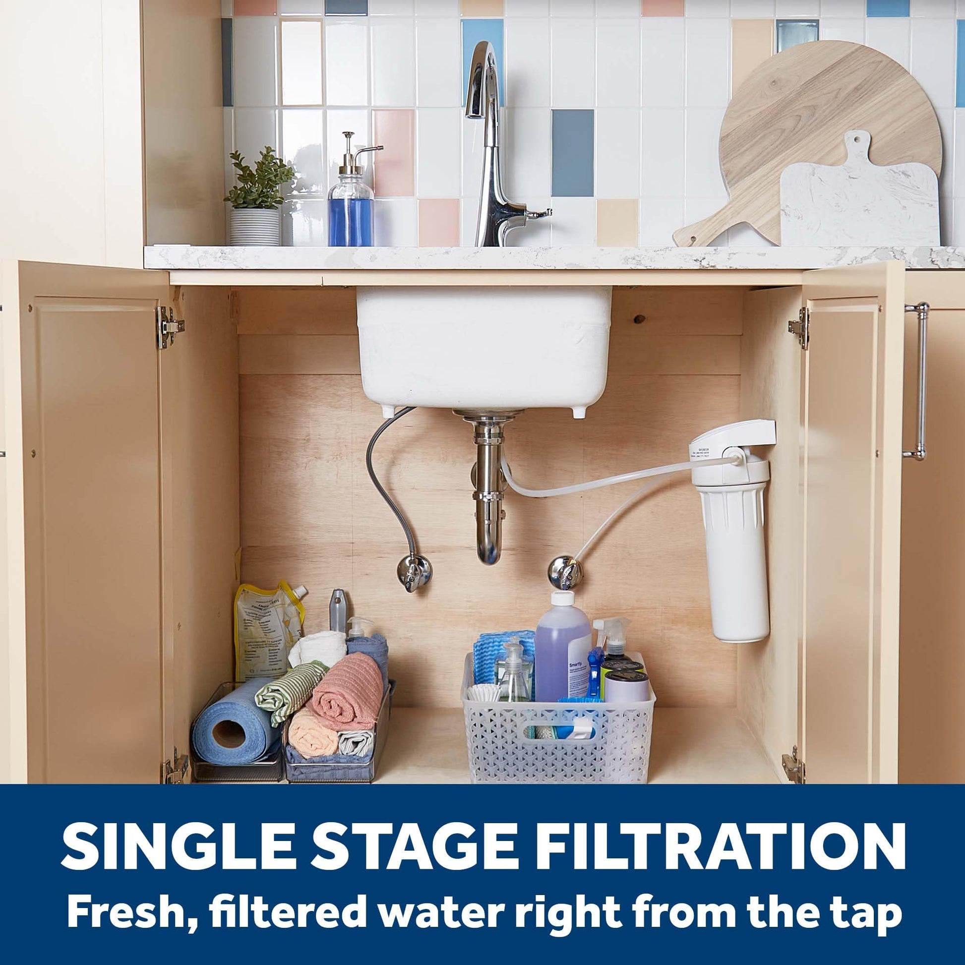 GE - Sistema de filtro de agua para todo el hogar | Sistema de filtración de agua reduce el plomo, el amianto y más | Kit de instalación y accesorios incluidos | Reemplazar filtros (FXUTC, FXULC, FXUVC) cada 6 meses | GX1S01R, 15 x 15.5 x 17 pulgadas