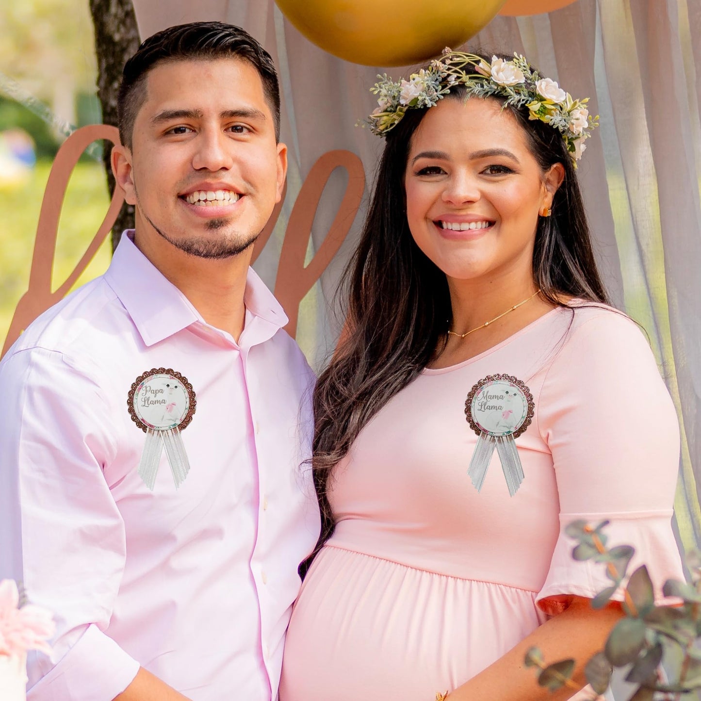 Llama Baby Shower - Pines temáticos o faja para nuevos padres y familiares para llevar en la revelación de género, Una talla, cartulina y satén