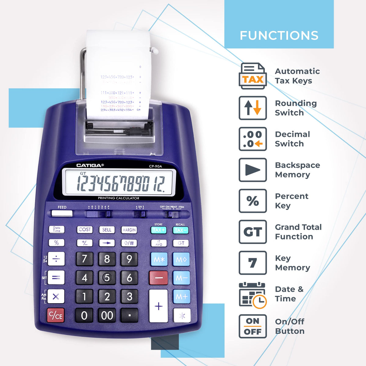 CATIGA - Calculadora de impresión 2025 Nueva y actualizada máquina de añadir 10 Llaves, calculadora de computadora para Oficina en casa con impresión en Rollo de Papel, Contabilidad, finanzas