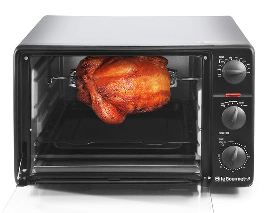 Horno Tostador XL Elite Gourmet Negro de 23 Litros para Pizza de 12 Pulgadas